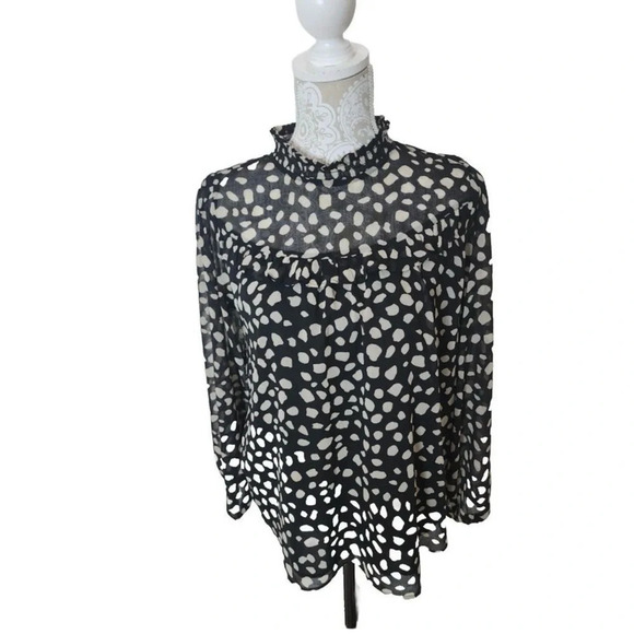 Women’s loft black and white business long sleeve blouse - Picture 1 of 9